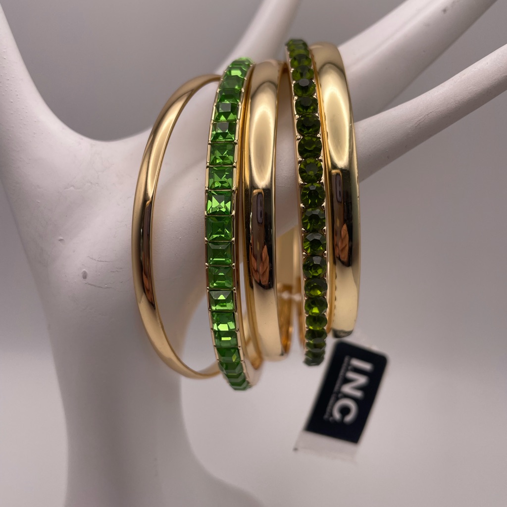 I.N.C. Bangles In Goldtone Color With Rhinestones.
